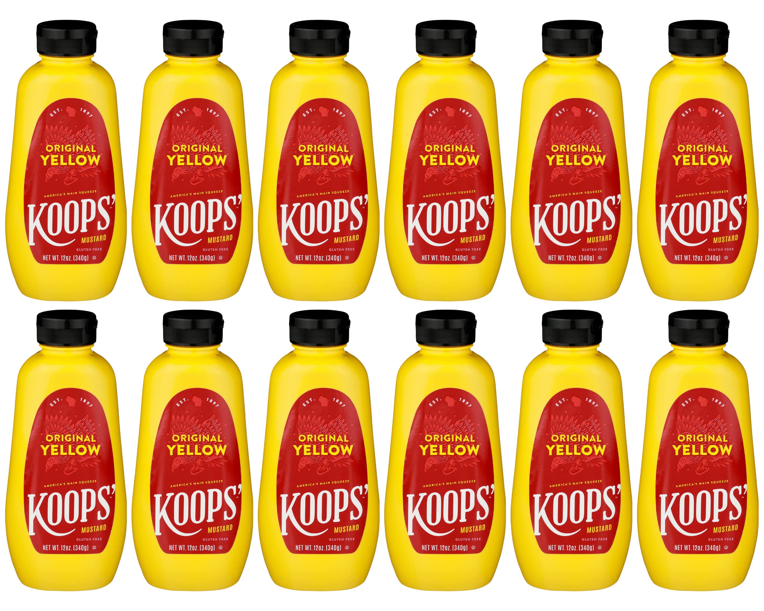 Koops' Organic Stone Ground Mustard – Old-Fashioned Mustard, Gluten-Free, Kosher, Non-GMO, USDA Certified Organic Mustard, Made in USA, From Quality Mustard Seeds – 12 Oz, Pack of 1