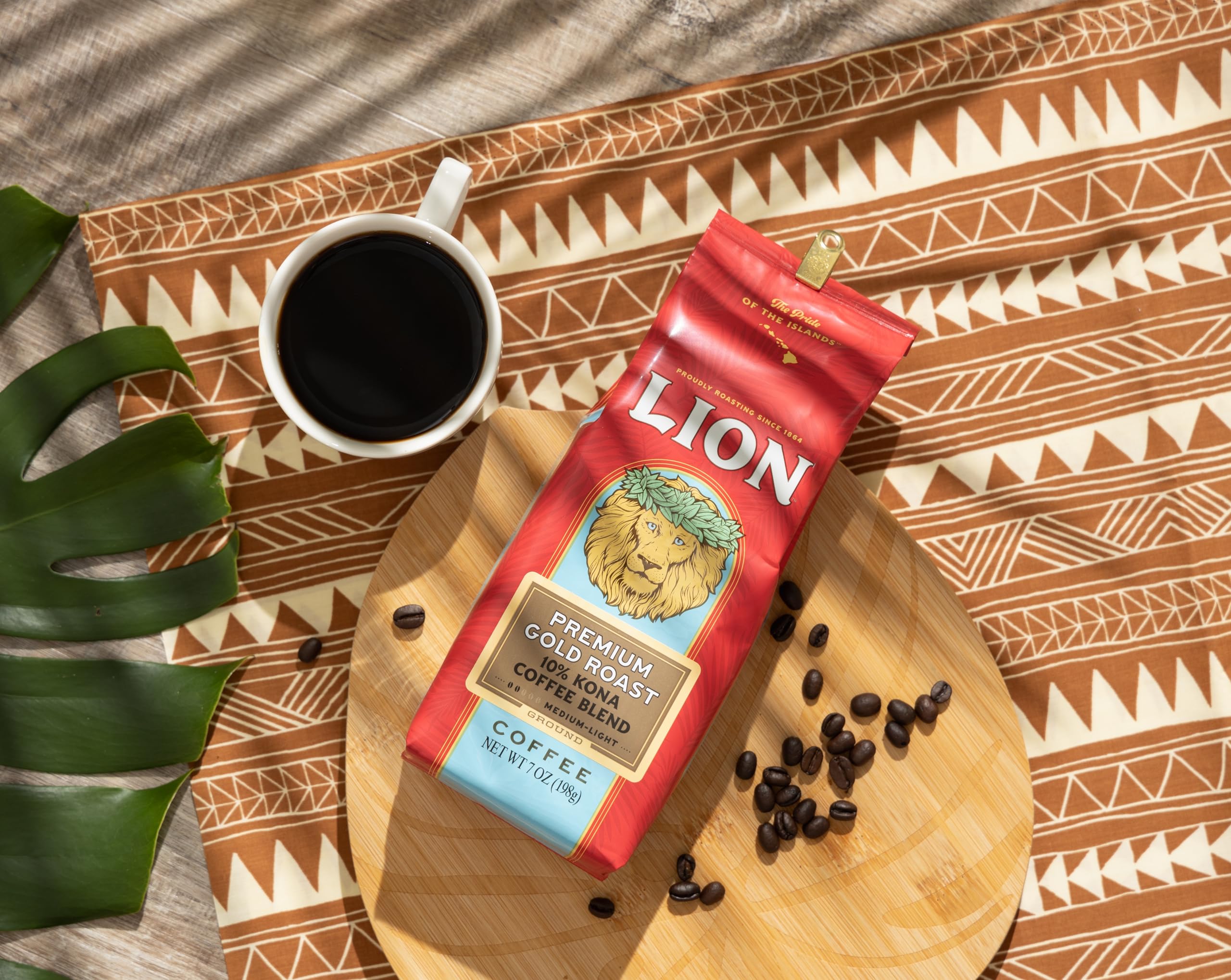 Lion Coffee Vanilla Macadamia Flavored Ground Coffee, Light Roast, Hawaiian Inspired Taste - 10 Ounce Bag