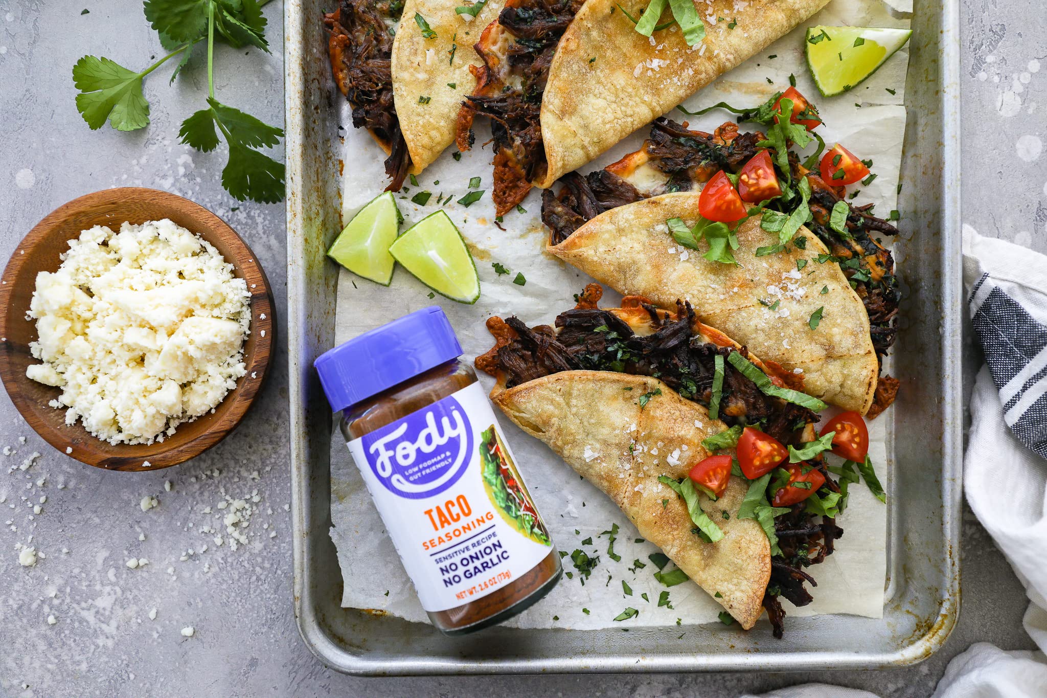 Fody Foods Taco Seasoning, 2.6 Oz, Garlic and Onion Free, Low FODMAP Certified, Gut & IBS Friendly, Vegan, Non-GMO, Gluten Free, Keto Friendly
