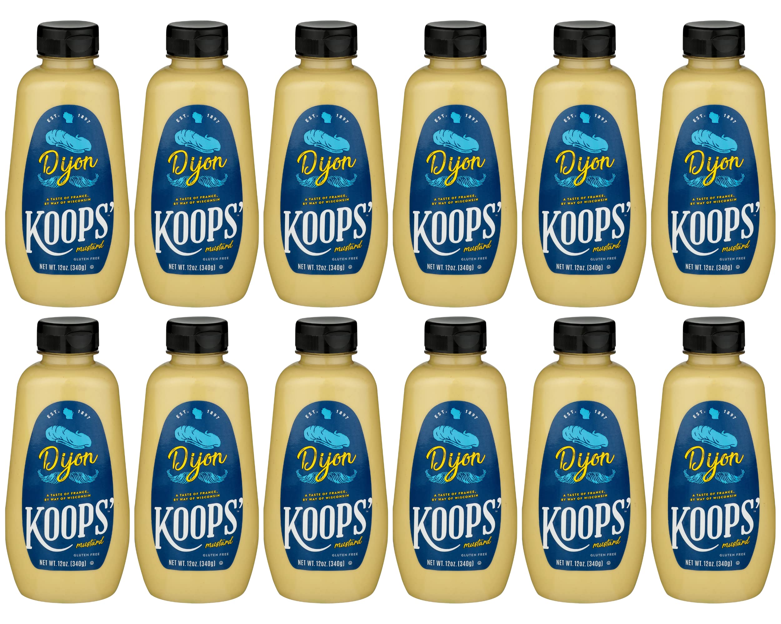 Koops' Organic Stone Ground Mustard – Old-Fashioned Mustard, Gluten-Free, Kosher, Non-GMO, USDA Certified Organic Mustard, Made in USA, From Quality Mustard Seeds – 12 Oz, Pack of 1