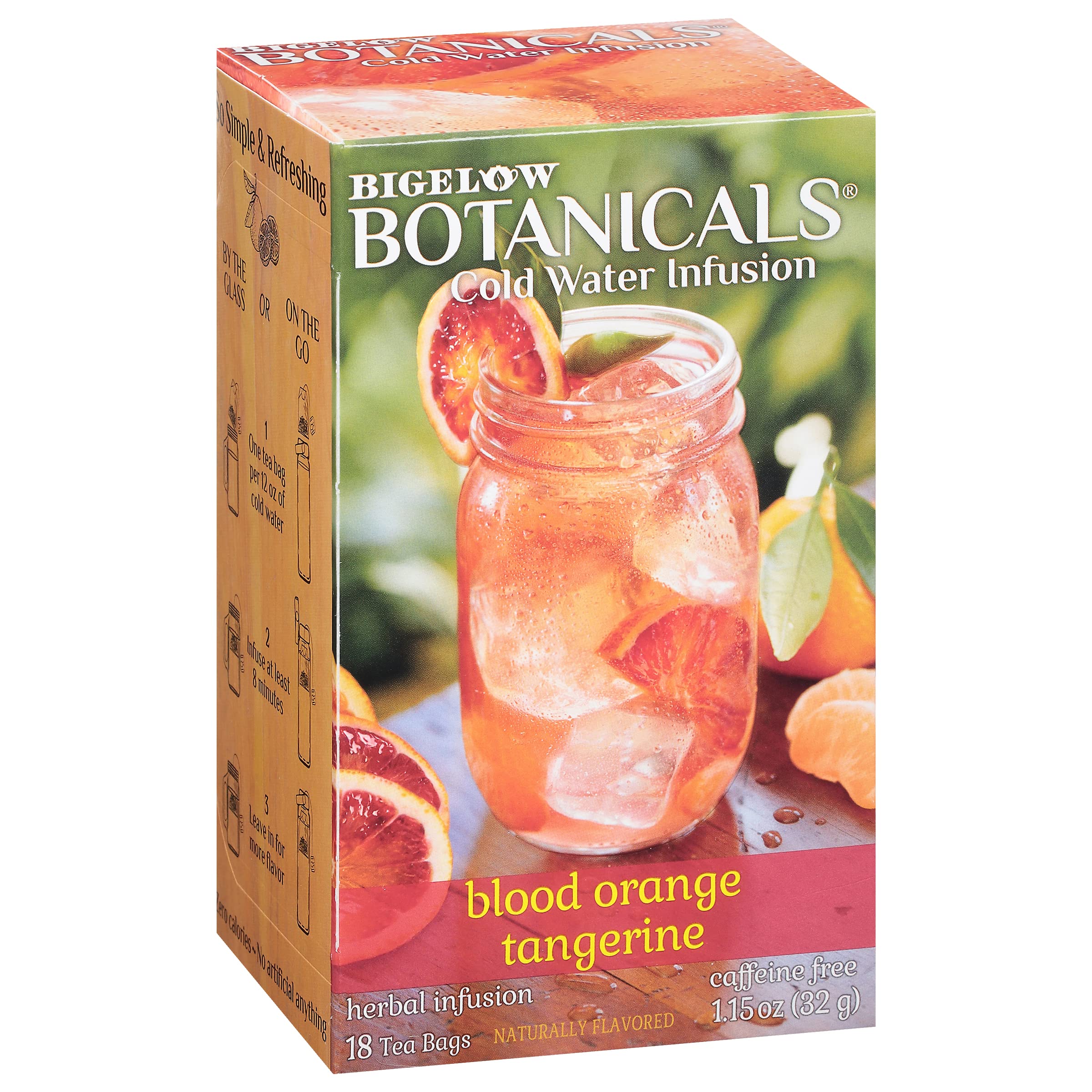 Bigelow Botanicals Cold Water Infusion Strawberry Lemon Orange Blossom Tea Bags 18 Count Box (Pack of 1), Herbal Infusion, Caffeine Free, 18 Tea Bags Total