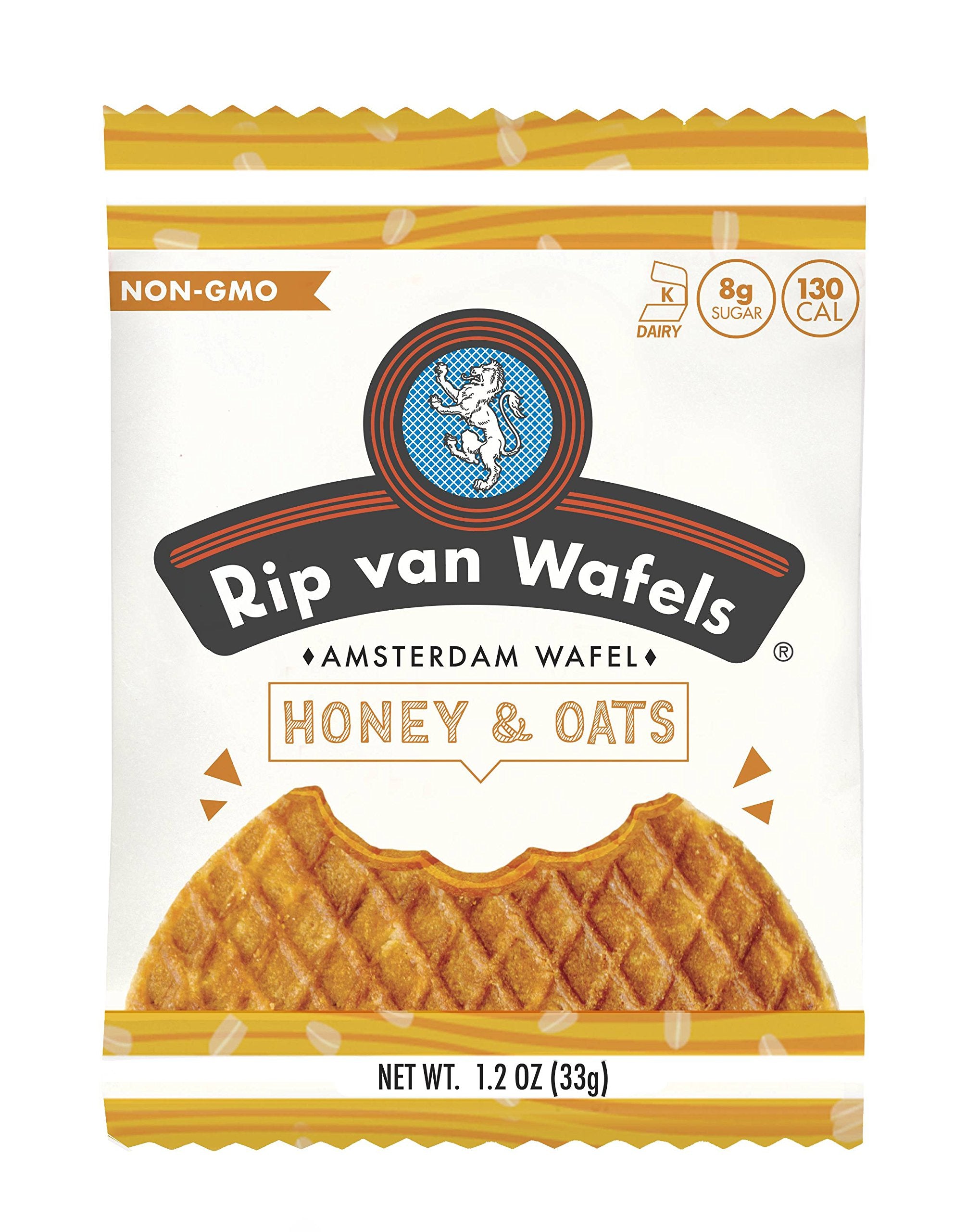 Rip Van Wafels Snack Wafels, Honey and Oats, 1.2oz, 16 Count