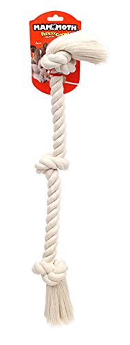 Mammoth Flossy Chews 100 Percent Natural Cotton Rope Dog Toys - Premium White Knot Dog Rope Toy - Interactive Dog Tug Toy - Tug Dog Chew Toy for Medium to Large Dogs - Large 25"