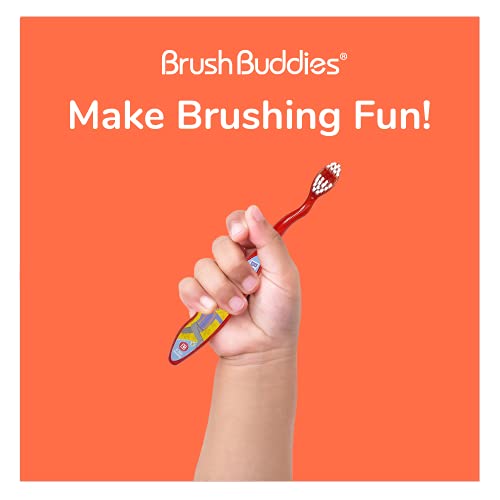 Brush Buddies Hot Wheels Toothbrush for Kids, Toddler Toothbrushes, Children's Toothbrushes, Soft Bristle Toothbrushes for Kids, 3PK