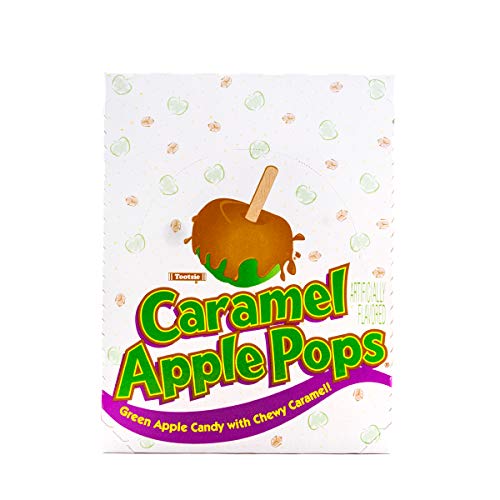 Tootsie Roll Caramel Apple Pops - Caramel Covered Green Apple Candy Lollipops - Gluten Free Candy with Display Box Package - 48 Count