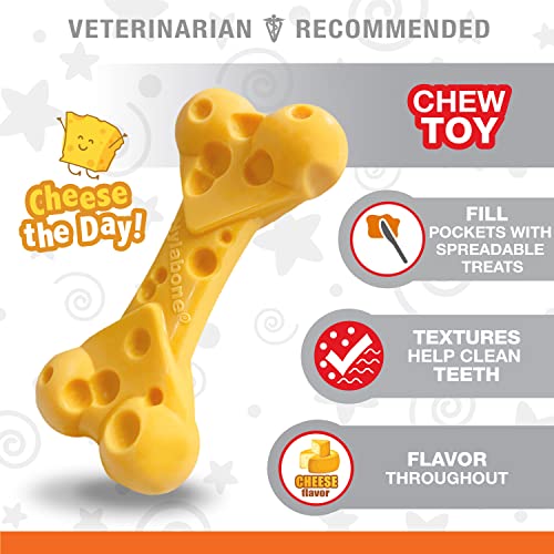 Nylabone Cheese Dog Toy - Power Chew Dog Toy for Aggressive Chewers - Medium/Wolf (1 Count)