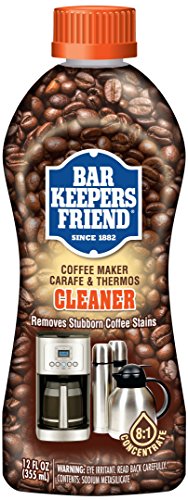 Bar Keepers Friend Coffee Maker Cleaner (12 oz) - Removes Oily Residue, Tannins and Stains - For Single-Cup and Automatic Drip Coffee Makers and Espresso Machines