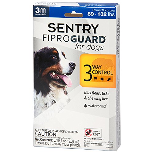 SENTRY PET CARE SENTRY Fiproguard for Dogs, Flea and Tick Prevention for Dogs (89-132 Pounds), Includes 3 Month Supply of Topical Flea Treatments