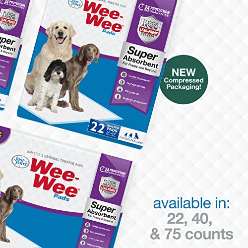 Four Paws Wee-Wee Super Absorbent Pee Pads for Dogs - Dog & Puppy Pads for Potty Training - Dog Housebreaking & Puppy Supplies - 24" x 24" (40 Count),White