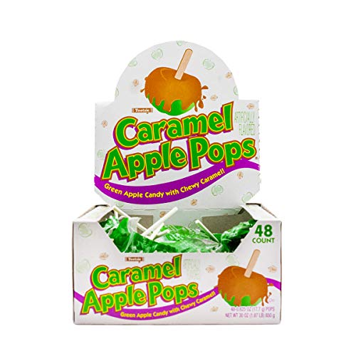 Tootsie Roll Caramel Apple Pops - Caramel Covered Green Apple Candy Lollipops - Gluten Free Candy with Display Box Package - 48 Count