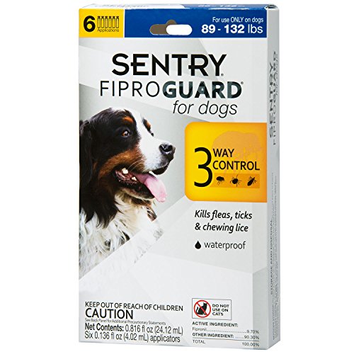 SENTRY Fiproguard for Dogs, Flea and Tick Prevention for Dogs (89-132 Pounds), Includes 6 Month Supply of Topical Flea Treatments