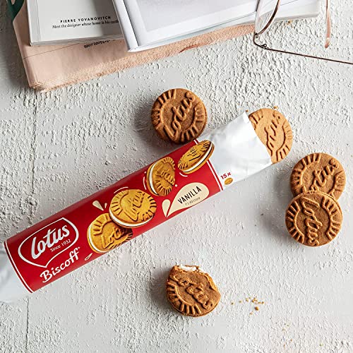 Lotus Biscoff Sandwich Cookies, Vanilla Cream, 15 Cookies per pack, 5.29 Ounce (Pack of 1)