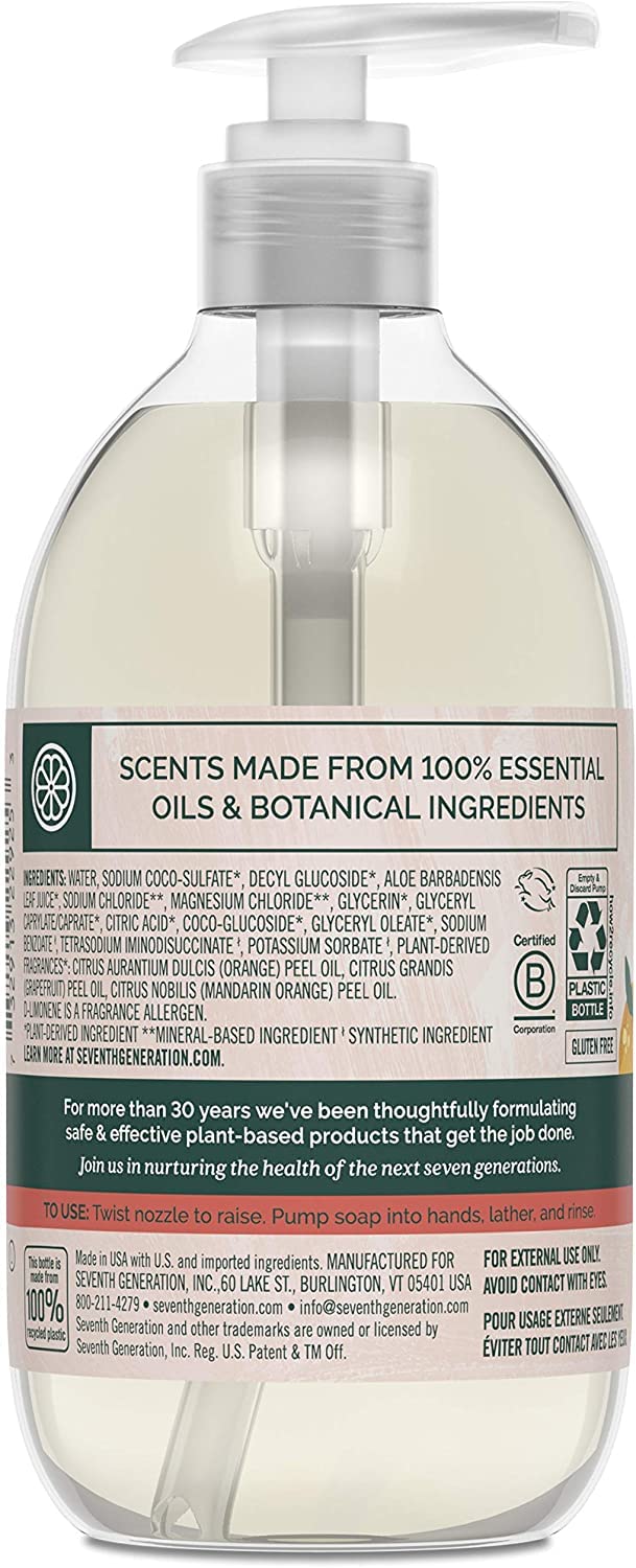 7th Generation Hand Soap Mandarin Grapefruit, 12 oz